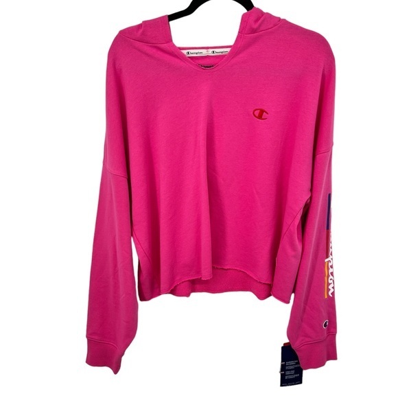 Champion New Logo Hooded Sweatshirt Barbie Pink Hoodie Athletic Cotton Rainbow - Picture 1 of 5